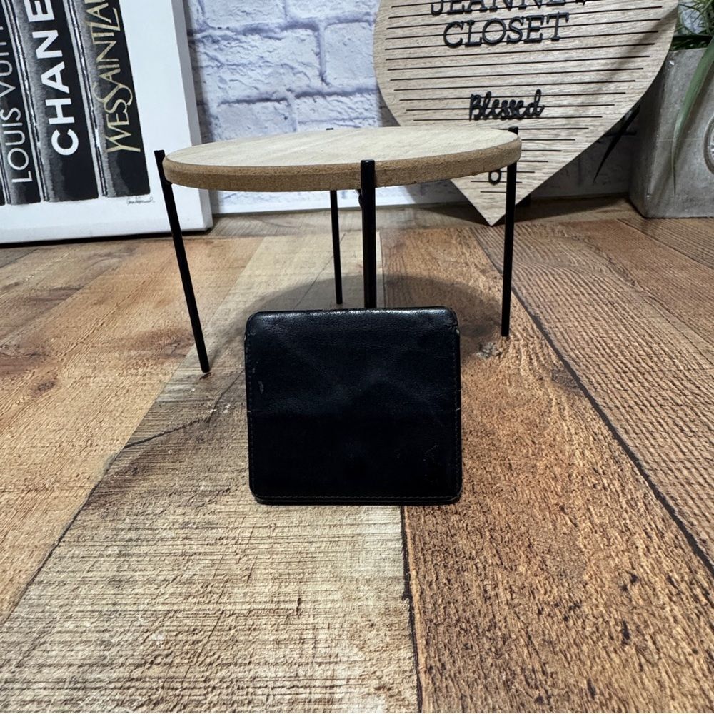 Polo Ralph Lauren Vintage Collapsible Black Leather Coin Pouch